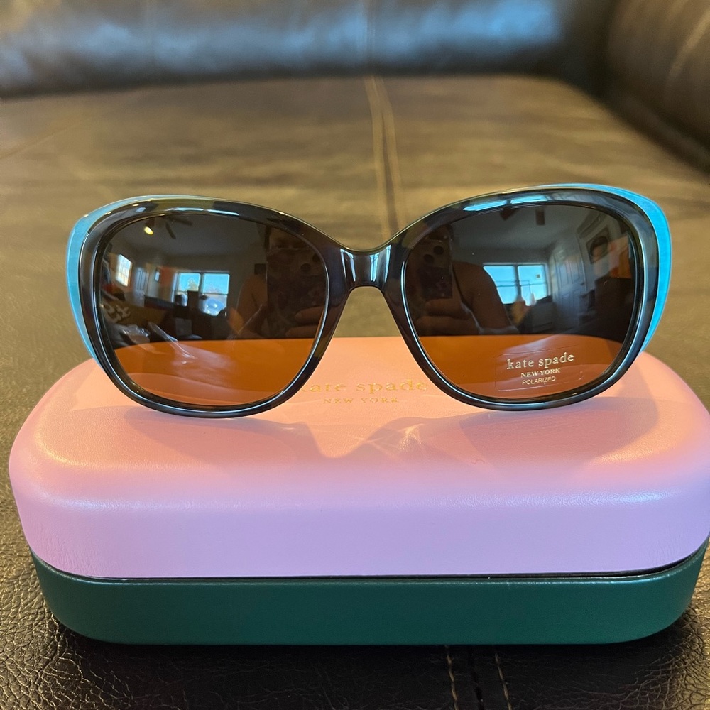 KATE SPADE “HILDE” Polarized Sunglasses with Blue Accent